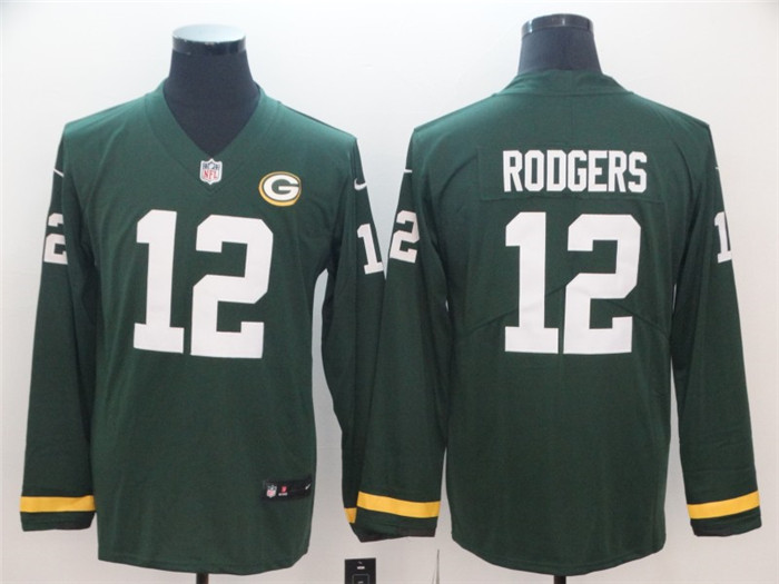  Packers 12 Aaron Rodgers Green Long Sleeve Limited Jersey