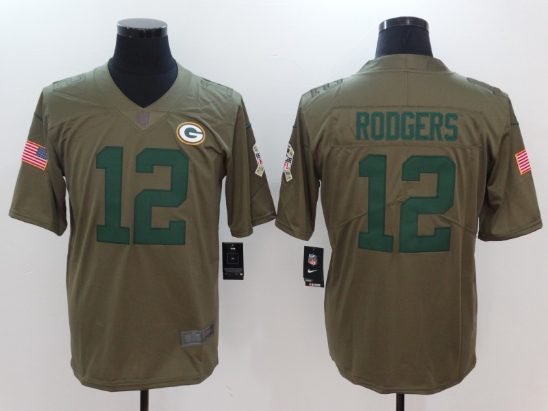  Packers 12 Aaron Rodgers Olive Salute To Service Limited Jersey