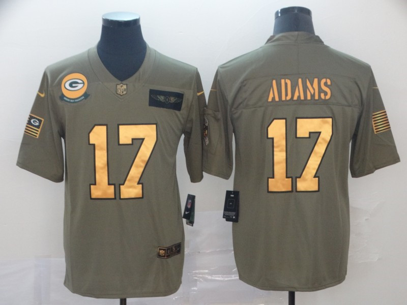 Nike Packers 17 Davante Adams 2019 Olive Gold Salute To Service Limited Jersey