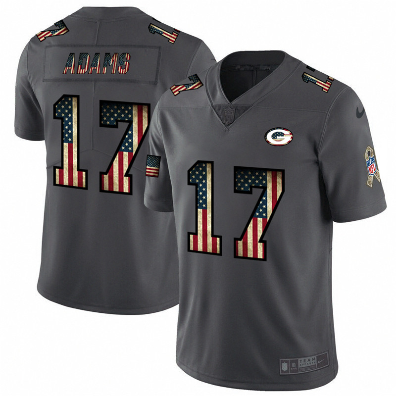 Nike Packers 17 Davante Adams 2019 Salute To Service USA Flag Fashion Limited Jersey