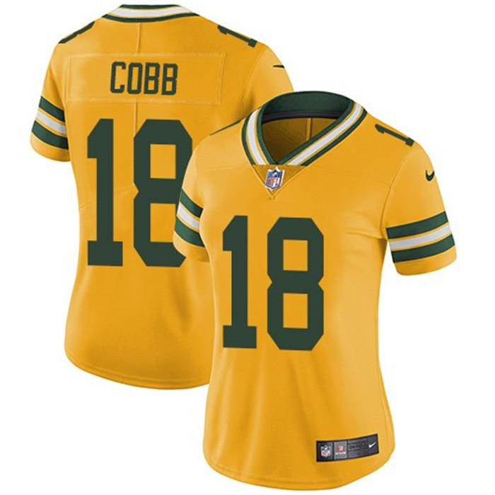  Packers 18 Randall Cobb Yellow Women Vapor Untouchable Limited Jersey