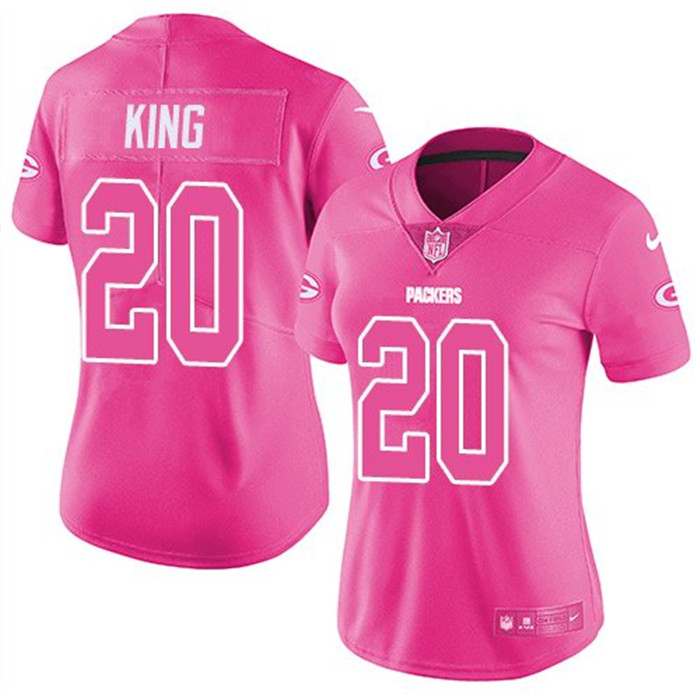 Packers 20 Kevin King Pink Women Rush Limited Jersey