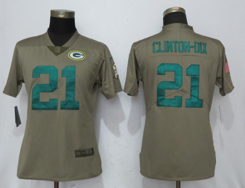  Packers 21 Haha Clinton Dix Olive Women Salute To Service Limited Jersey