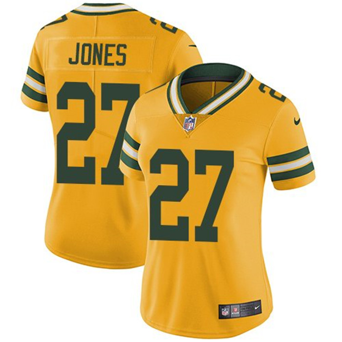  Packers 27 Josh Jones Yellow Women Vapor Untouchable Limited Jersey