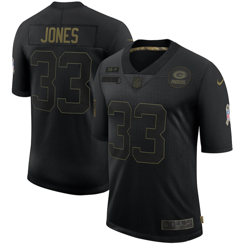 Nike Packers 33 Aaron Jones Black 2020 Salute To Service Limited Jersey