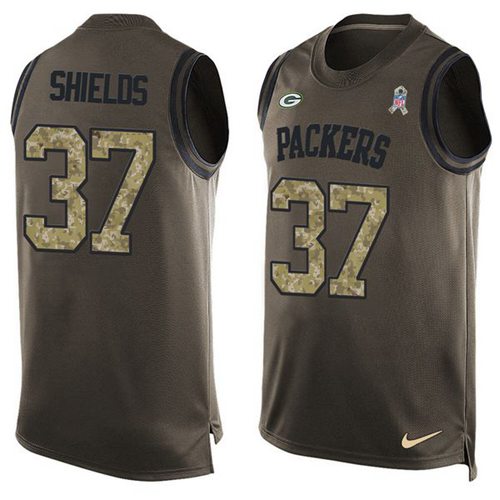  Packers 37 Sam Shields Green Men Stitched NFL Limited Salute To Service Tank Top Jersey