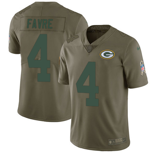  Packers 4 Brett Favre Olive Salute To Service Limited Jersey