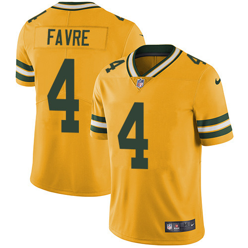  Packers 4 Brett Favre Yellow Vapor Untouchable Player Limited Jersey