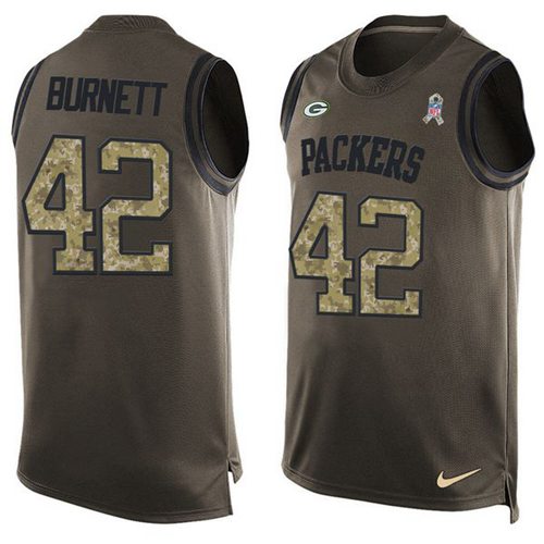  Packers 42 Morgan Burnett Green Men Stitched NFL Limited Salute To Service Tank Top Jersey