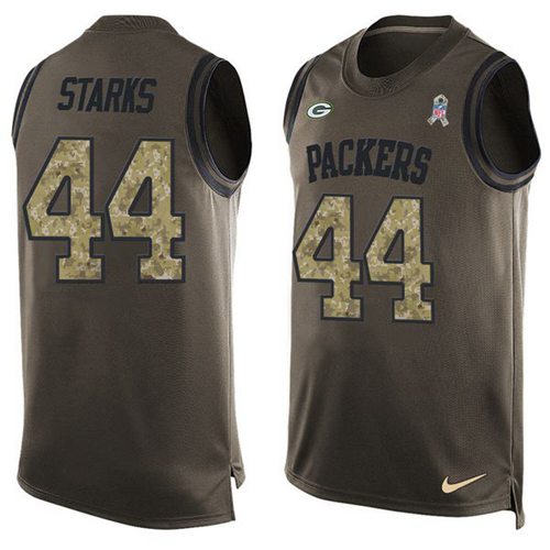  Packers 44 James Starks Green Men Stitched NFL Limited Salute To Service Tank Top Jersey