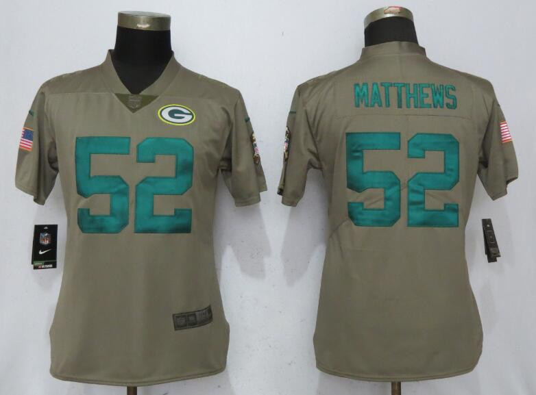  Packers 52 Clay Matthews Olive Women Salute To Service Limited Jersey
