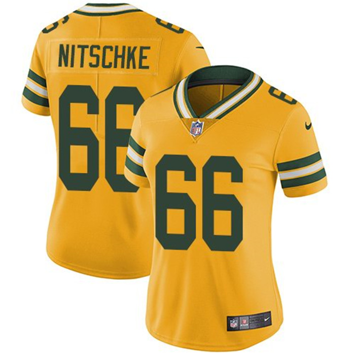  Packers 66 Ray Nitschke Yellow Women Vapor Untouchable Limited Jersey