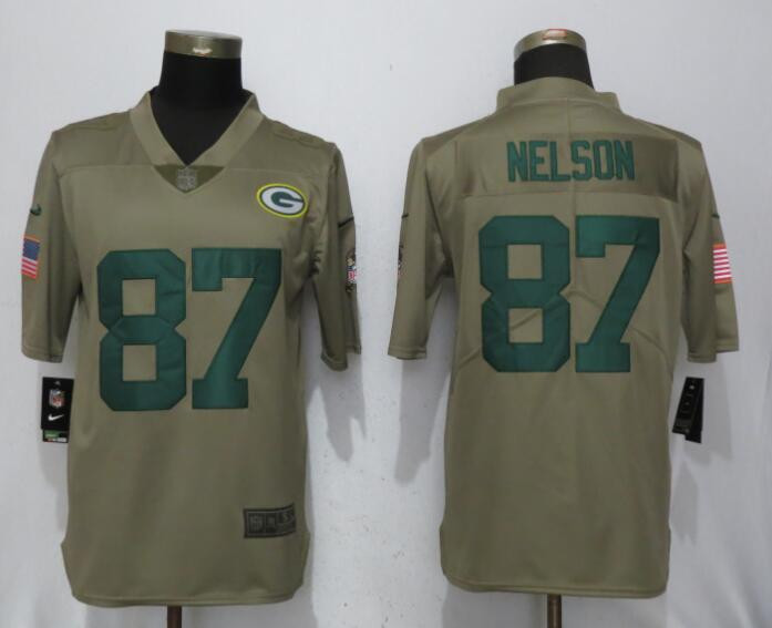  Packers 87 Jordy Nelson Olive Salute To Service Limited Jersey