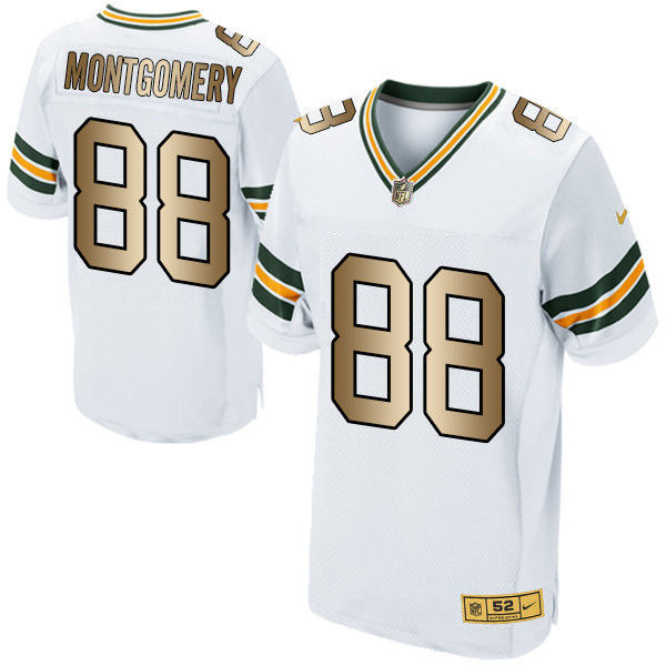  Packers 88 Michael Montgomery White Gold Elite Jersey