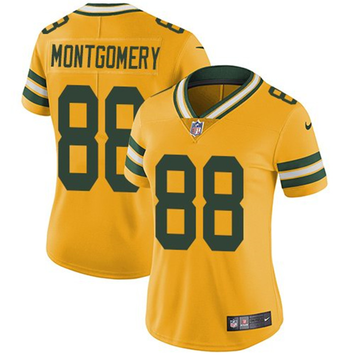  Packers 88 Ty Montgomery Yellow Women Vapor Untouchable Limited Jersey