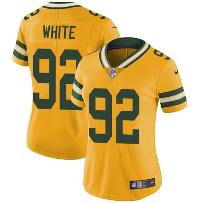  Packers 92 Reggie White Yellow Women Vapor Untouchable Limited Jersey