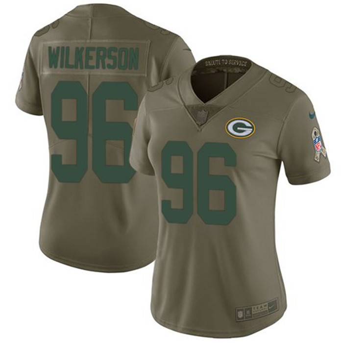  Packers 96 Muhammad Wilkerson Olive  Women Salute To Service Limited Jersey