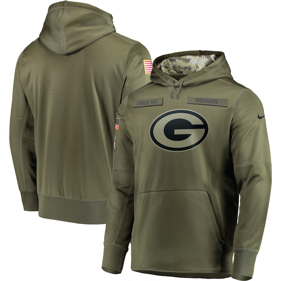  Packers Olive Salute To Service Men's Pullove Hoodie