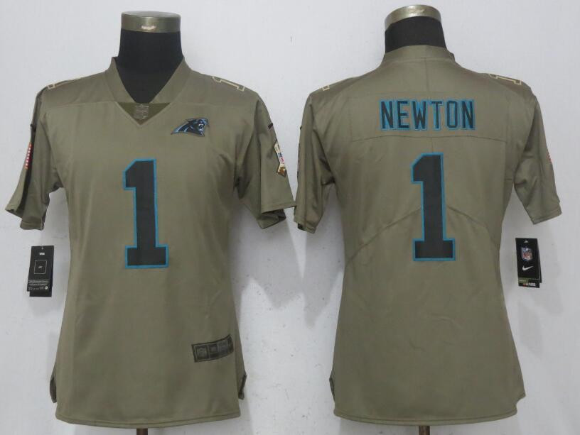  Panthers 1 Cam Newton Olive Women Salute To Service Limited Jersey