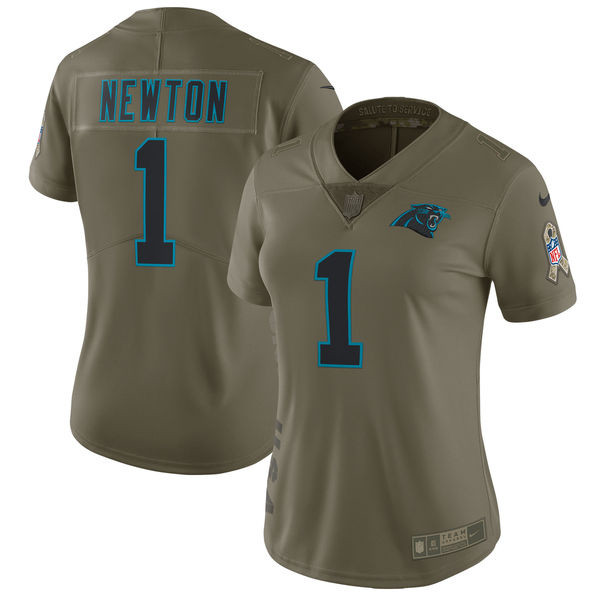  Panthers 1 Cam Newton Women Olive Salute To Service Limited Jersey