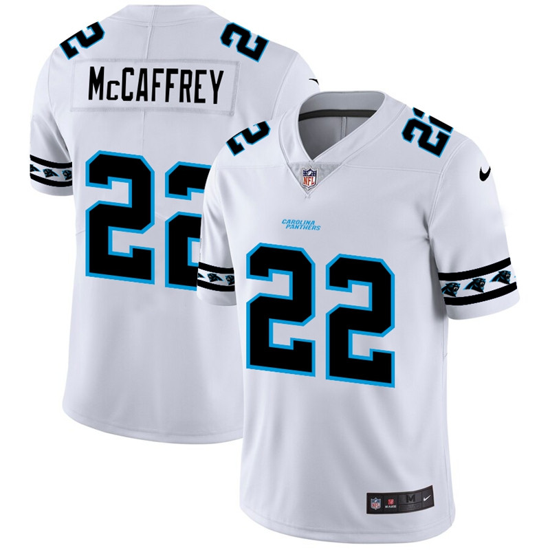 Nike Panthers 22 Christian McCaffrey White Team Logos Fashion Vapor Limited Jersey