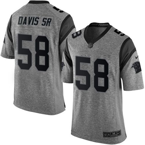  Panthers 58 Thomas Davis Sr Gray Men Stitched NFL Limited Gridiron Gray Jersey
