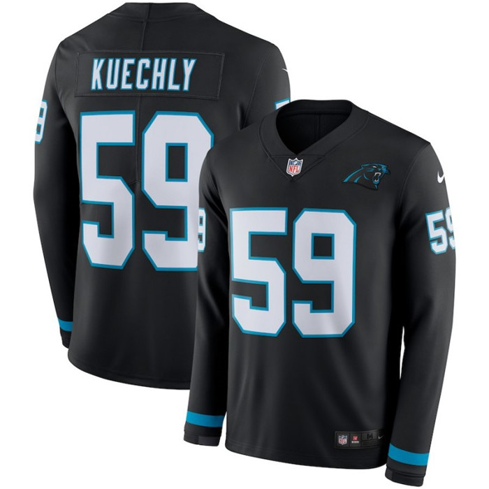  Panthers 59 Luke Kuechly Black Therma Long Sleeve Jersey