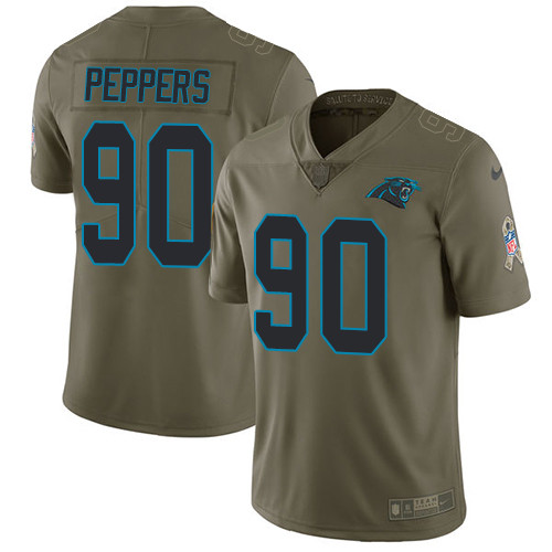  Panthers 90 Julius Peppers Olive Salute To Service Limited Jersey