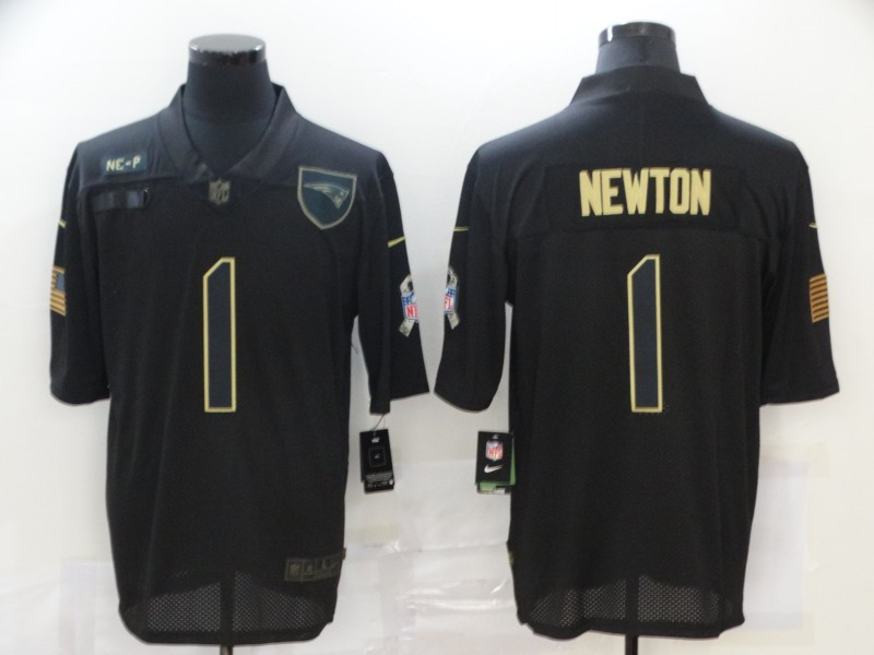 Nike Patriots 1 Cam Newton Black 2020 Salute To Service Limited Jersey