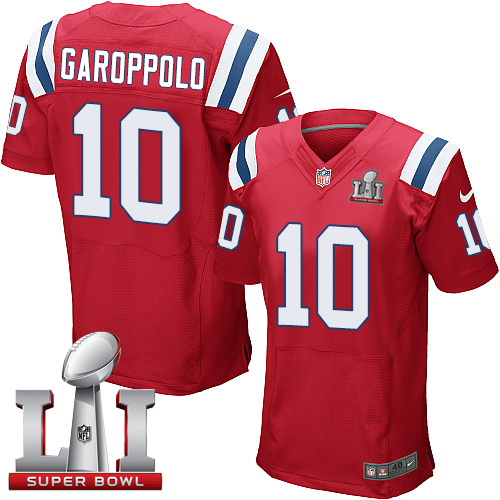  Patriots 10 Jimmy Garoppolo Red Alternate Super Bowl LI 51 Men Stitched NFL Elite Jersey