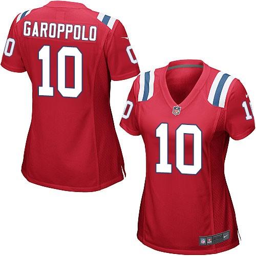  Patriots 10 Jimmy Garoppolo Red Alternate Women Stitched NFL Elite Jersey