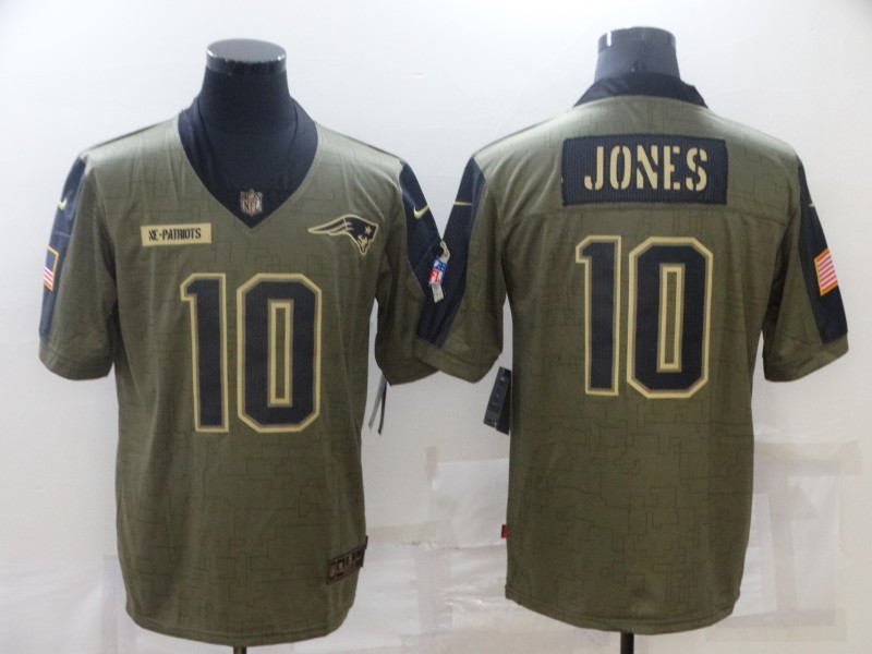 Nike Patriots 10 Mac Jones Olive 2021 Salute To Service Limited Jersey