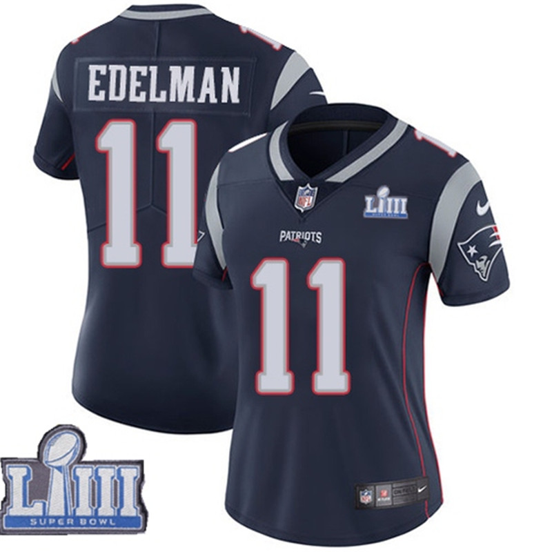  Patriots 11 Julian Edelman Navy Women 2019 Super Bowl LIII Vapor Untouchable Limited Jersey