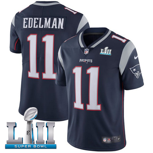  Patriots 11 Julian Edelman Navy Youth 2018 Super Bowl LII Vapor Untouchable Player Limited Jersey