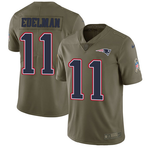  Patriots 11 Julian Edelman Olive Salute To Service Limited Jersey