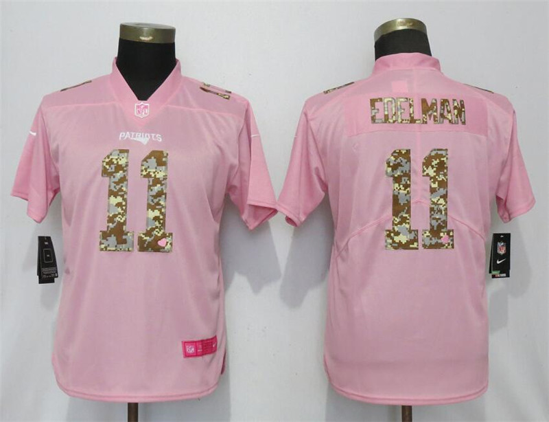 Nike Patriots 11 Julian Edelman Pink Camo Fashion Women Limited Jersey