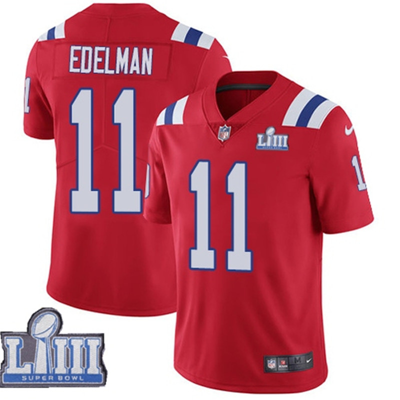  Patriots 11 Julian Edelman Red 2019 Super Bowl LIII Vapor Untouchable Limited Jersey