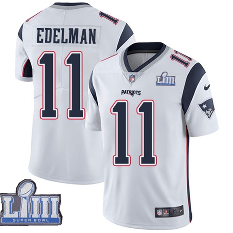  Patriots 11 Julian Edelman White 2019 Super Bowl LIII Vapor Untouchable Limited Jersey