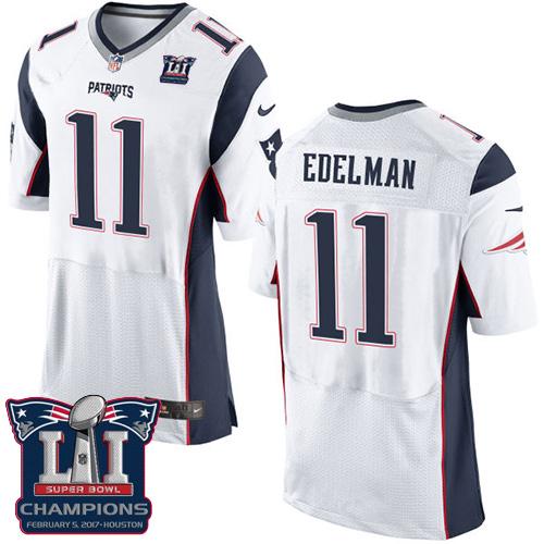  Patriots 11 Julian Edelman White Super Bowl LI Champions Men Stitched NFL New Elite Jersey