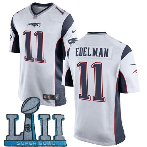  Patriots 11 Julian Edelman White Youth 2018 Super Bowl LII Game Jersey