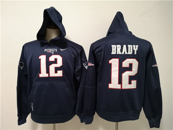Nike Patriots 12 Tom Brady Navy All Stitched Hooded Sweatshirt
