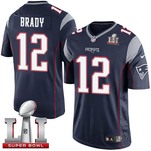  Patriots 12 Tom Brady Navy Blue Team Color Super Bowl LI 51 Men Stitched NFL Limited Jersey