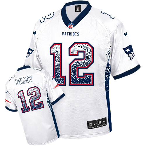  Patriots 12 Tom Brady White Men Stitched NFL Elite Drift Fashion Jersey