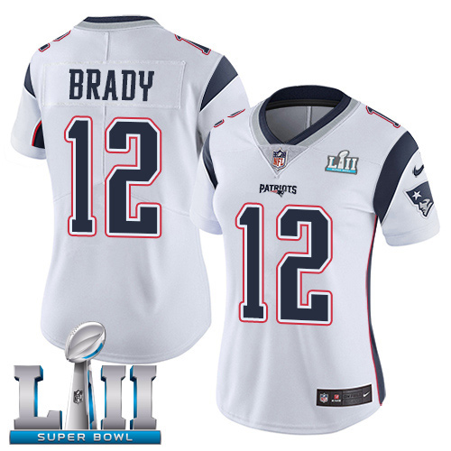  Patriots 12 Tom Brady White Women 2018 Super Bowl LII Vapor Untouchable Player Limited Jersey