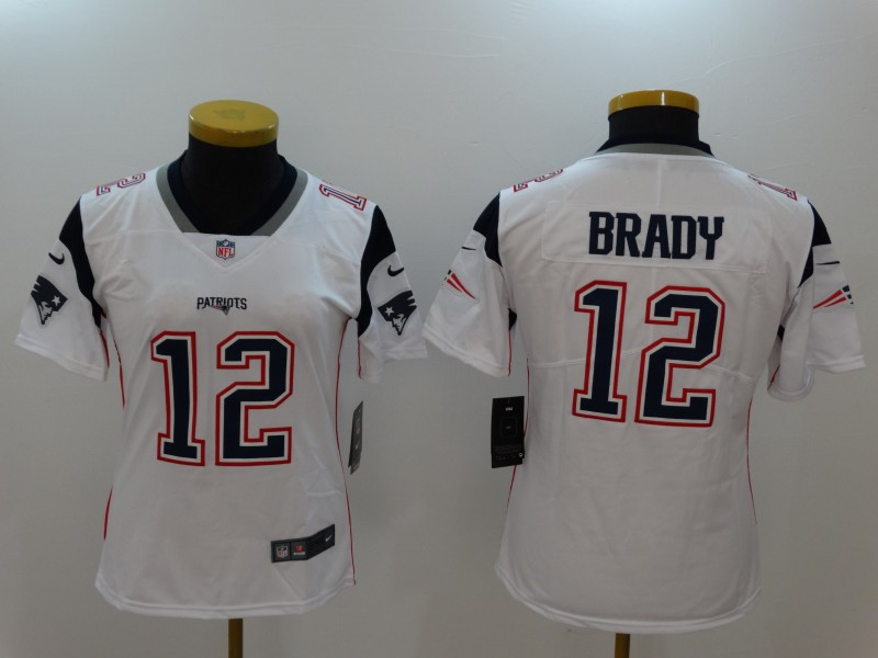  Patriots 12 Tom Brady White Women Vapor Untouchable Player Limited Jersey