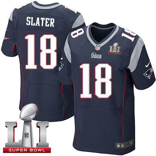  Patriots 18 Matt Slater Navy Blue Team Color Super Bowl LI 51 Men Stitched NFL Elite Jersey