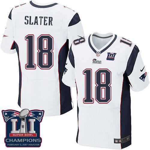  Patriots 18 Matt Slater White Super Bowl LI Champions Men Stitched NFL Elite Jersey