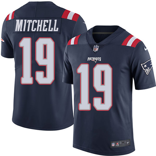  Patriots 19 Malcolm Mitchell Navy Blue Men Stitched NFL Limited Rush Jersey