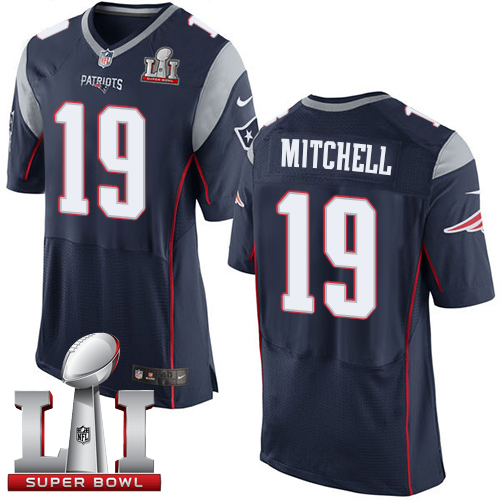  Patriots 19 Malcolm Mitchell Navy Blue Team Color Super Bowl LI 51 Men Stitched NFL Elite Jersey