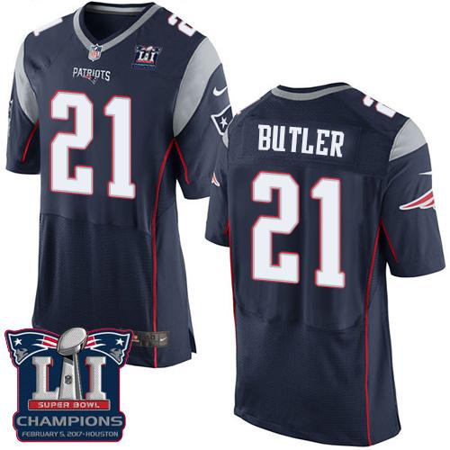  Patriots 21 Malcolm Butler Navy Blue Team Color Super Bowl LI Champions Men Stitched NFL New Elite Jersey